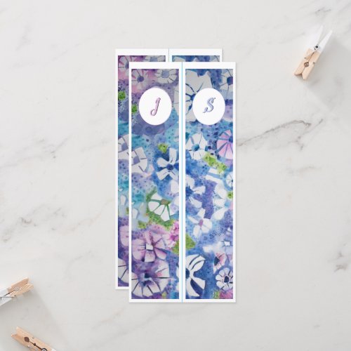 Monogram Initial Whimsical Flowers Two Bookmarks