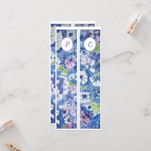 Monogram Initial Whimsical Flowers Two Bookmarks