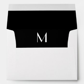 Monogram Initial White Envelope  Black Lined Envelope by weddingsareus at Zazzle