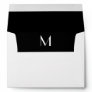 Monogram Initial White Envelope, Black Lined Envelope