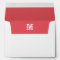 Monogram Initial White Envelope, Coral Lined