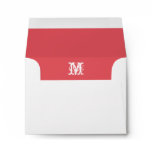Monogram Initial White Envelope, Coral Lined RSVP Envelope