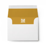 Monogram Initial White Envelope, Gold Liner RSVP Envelope