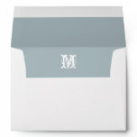Monogram Initial White Envelope, Gray Blue Liner Envelope
