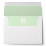 Monogram Initial White Envelope, Mint Green Lined Envelope
