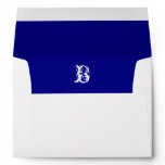 Monogram Initial White Envelope, Royal Blue Liner Envelope