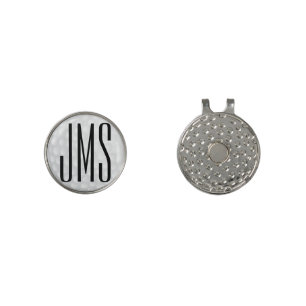 Monogram Initial White Golf Ball Hat Clip