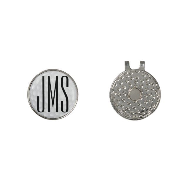 Monogram Initial White Golf Ball Hat Clip (Front and Back)