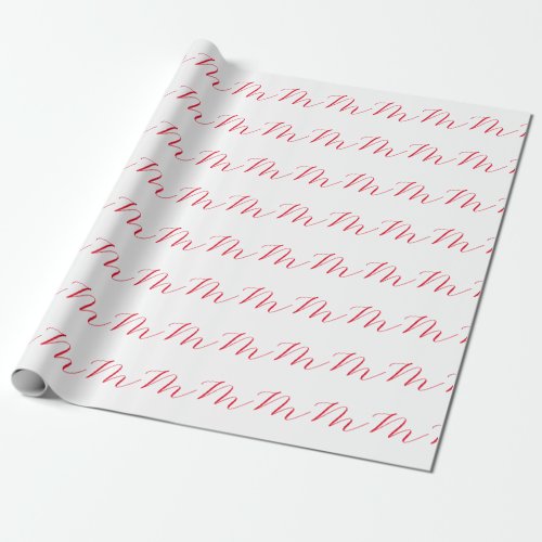Monogram Initial White Red Unique Minimalist Wrapping Paper
