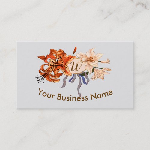 Monogram Initial with Vintage Floral Bouquet Business Card