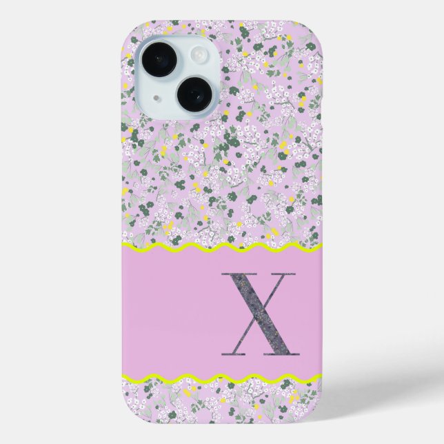 MONOGRAM INITIAL X LILAC LITTLE FLOWERS Case-Mate iPhone CASE (Back)