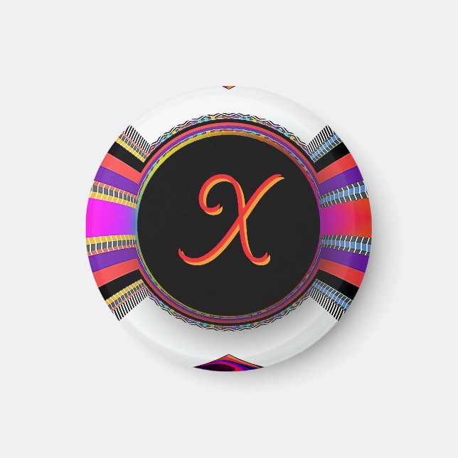 Monogram Initial X Rainbow  Magnet (Front)