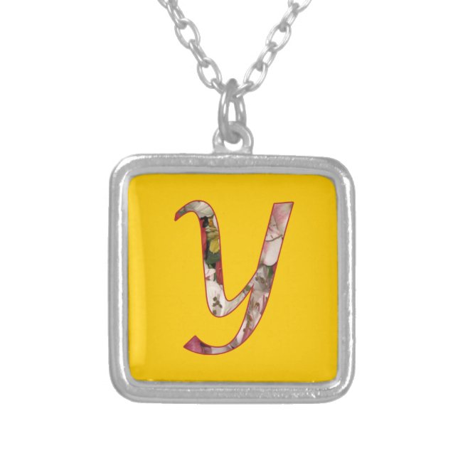 Monogram Initial Y Floral Design Necklace (Front)