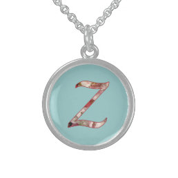 Monogram Initial Z Floral Design Necklace