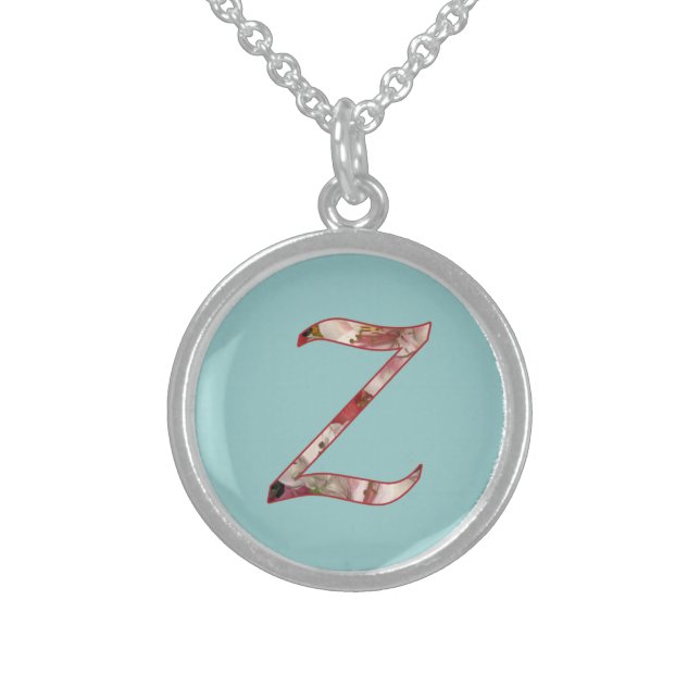 Monogram Initial Z Floral Design Necklace (Front)