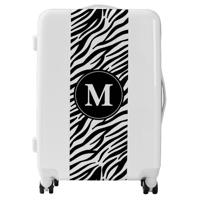 Monogram Initial Zebra Patterns Lines Stripe Cool Luggage (Front)