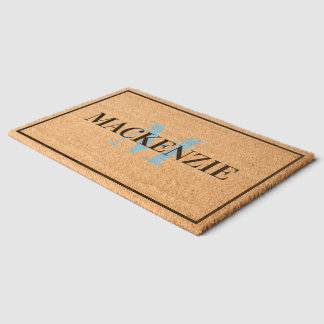 Monogram Initials and Family Name Personalized Fiber Doormat