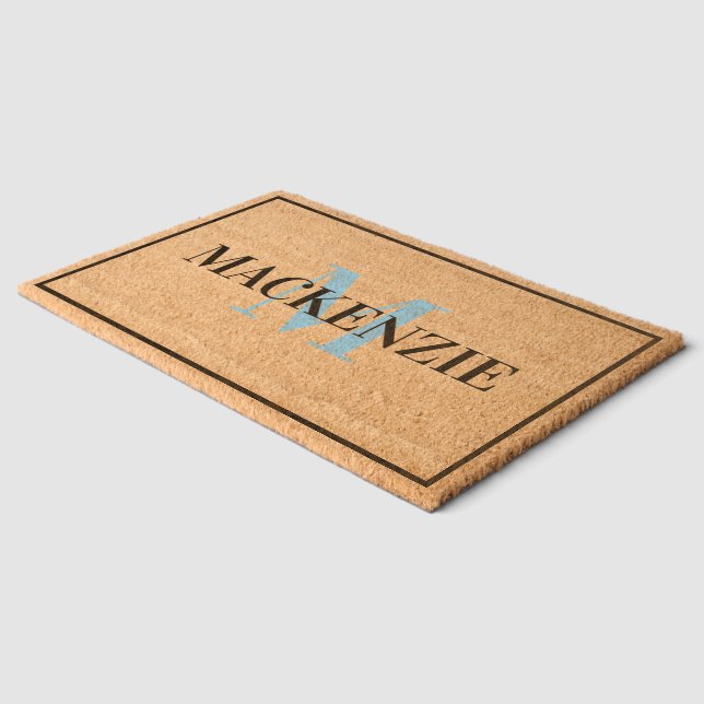 Monogram Initials and Family Name Personalized Fiber Doormat (Corner)