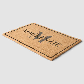 Monogram Initials and Family Name Personalized Fiber Doormat