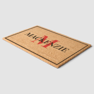 Monogram Initials and Family Name Personalized Fiber Doormat