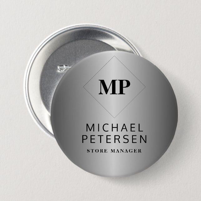 Monogram initials and name personalized  button (Front & Back)
