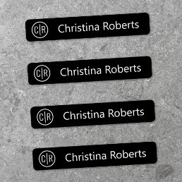 Monogram initials and text black fabric clothing labels