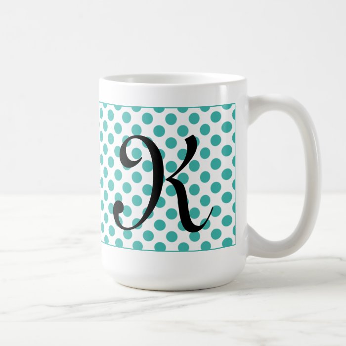 Monogram Initials Aqua Polka Dots Mug