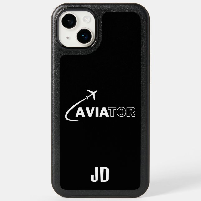 Monogram Initials,Aviator & Airplane,Minimalist Otterbox iPhone Case (Back)