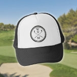 Monogram Initials Black and White Golf Trucker Hat<br><div class="desc">Personalise the name,  location hole number and date to create a great keepsake to celebrate that fantastic hole in one. Designed by Thisisnotme©</div>