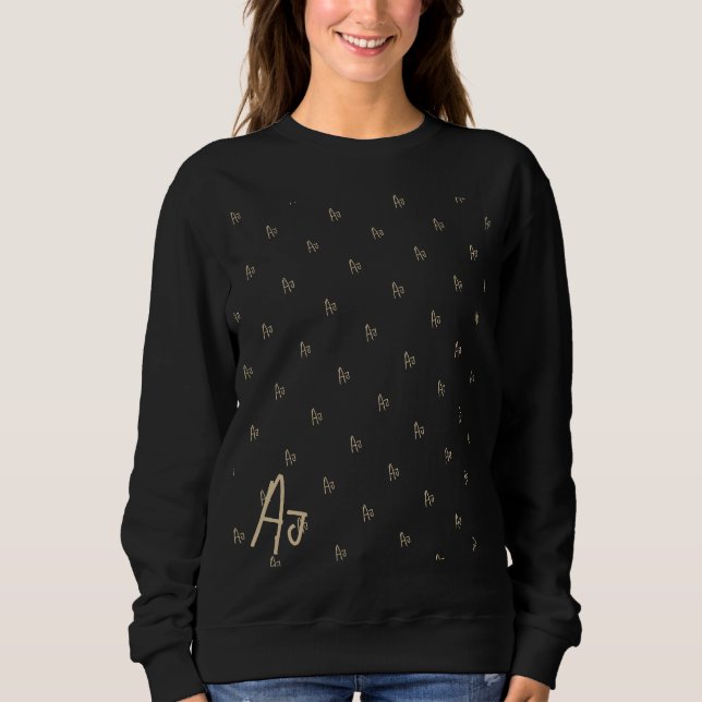 Monogram Initials Black Gold Sweatshirt (Front)