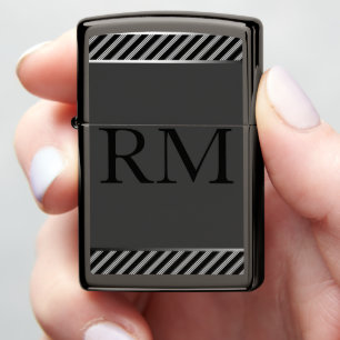 Monogram Initials Black Grays Zippo Lighter