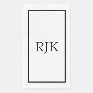 Monogram Initials Black White Custom Name Event Paper Guest Towels