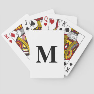 Monogram Initials Black White Custom Name Gift Poker Cards