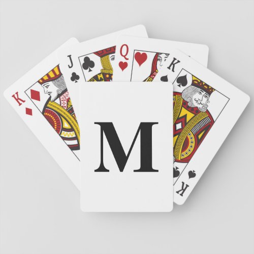 Monogram Initials Black White Custom Name Gift Poker Cards