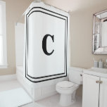Monogram Initials Black White Decor Custom Name  Shower Curtain at Zazzle