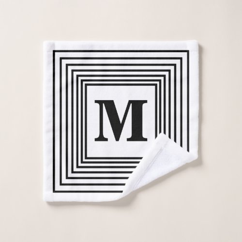 Monogram Initials Black White Patterns Custom Name Wash Cloth