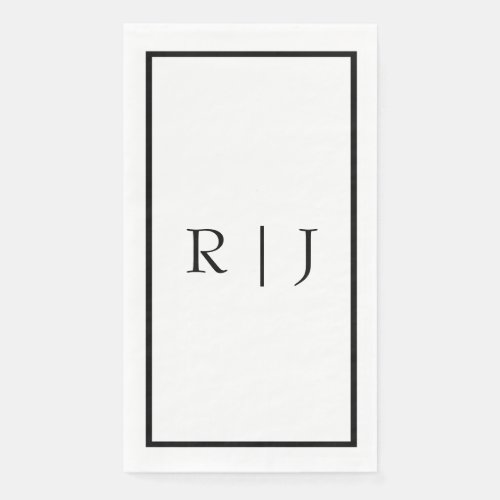 Monogram Initials Black White Simple Wedding Paper Guest Towels