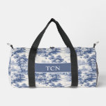 Monogram Initials Blue White French Toile Pattern  Duffle Bag