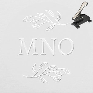 Monogram Initials Botanical Leaf Personalized Embosser