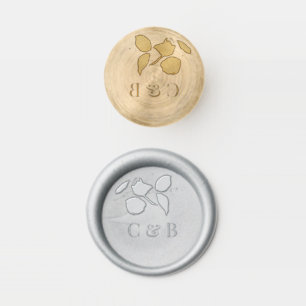 Monogram Initials Botanical Wedding Wax Seal Stamp
