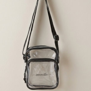 Monogram Initials Calligraphy Minimalistic Clear Crossbody Bag