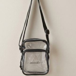 Monogram Initials Calligraphy Minimalistic  Clear Crossbody Bag