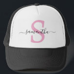 Monogram Initials Calligraphy Minimalistic  Trucker Hat<br><div class="desc">This design may be personalized in the area provided by changing the photo and/or text. Or it can be customized by clicking Personalize this Template and then choosing the click to customize further option and delete or change the color of the background, add text, change the text color or style,...</div>