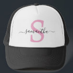 Monogram Initials Calligraphy Minimalistic  Trucker Hat<br><div class="desc">This design may be personalized in the area provided by changing the photo and/or text. Or it can be customized by clicking Personalize this Template and then choosing the click to customize further option and delete or change the color of the background, add text, change the text color or style,...</div>