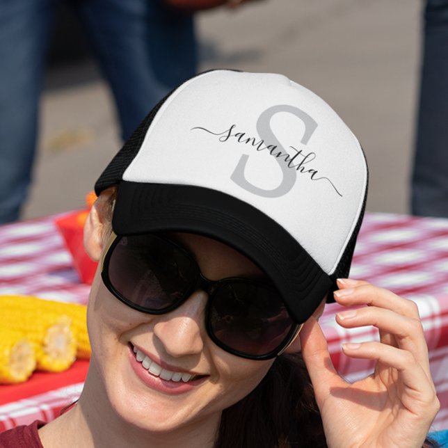 Monogram Initials Calligraphy Minimalistic  Trucker Hat (Creator Uploaded)