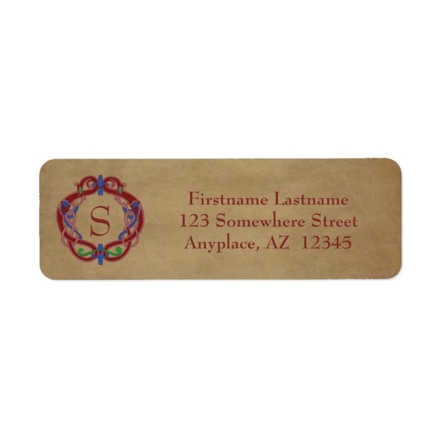 Monogram Initials Celtic Design Return Address Label (Front)