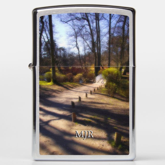Monogram initials (change) on Fairy Woodland Path Zippo Lighter (Front)
