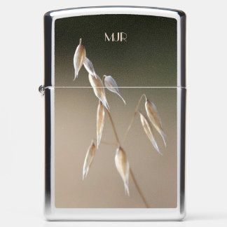 Monogram initials (change) on Fruiting Wild Oat Zippo Lighter