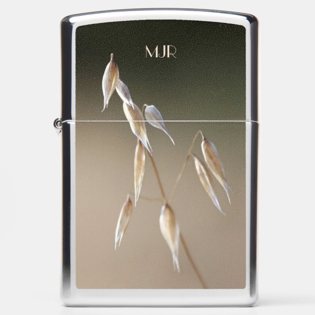 Monogram initials (change) on Fruiting Wild Oat Zippo Lighter (Front)