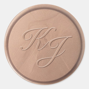 Monogram Initials Chocolate Brown Seal Sticker